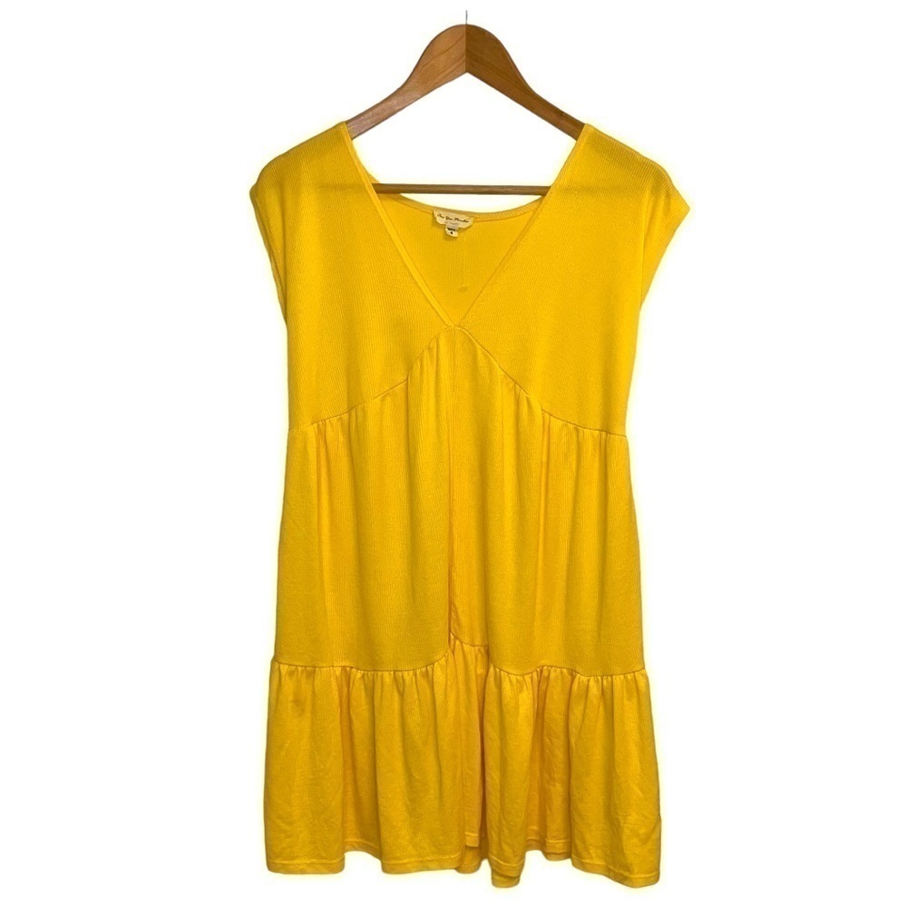 Anthropologie See You Monday Tiered T-Shirt Trapeze Dress in Yellow (NWOT)
